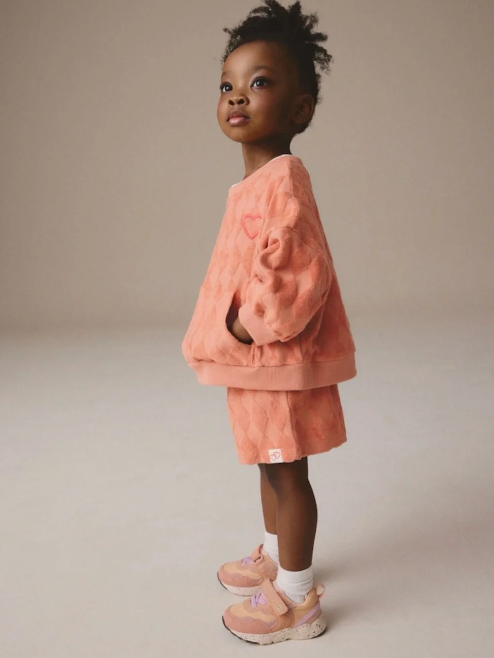 NEW NEXT | Peach Quilted Two-Piece Textured Terry Set |