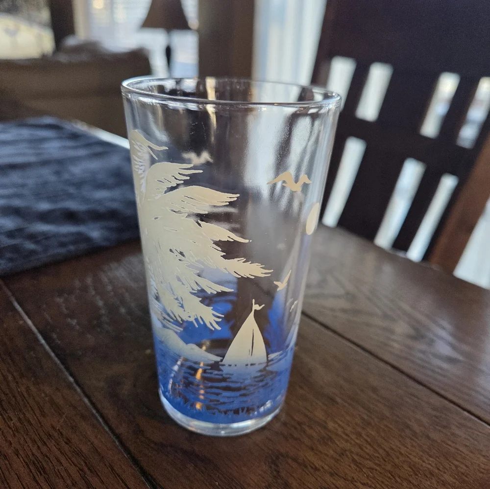 federal glass sailboats blue trees