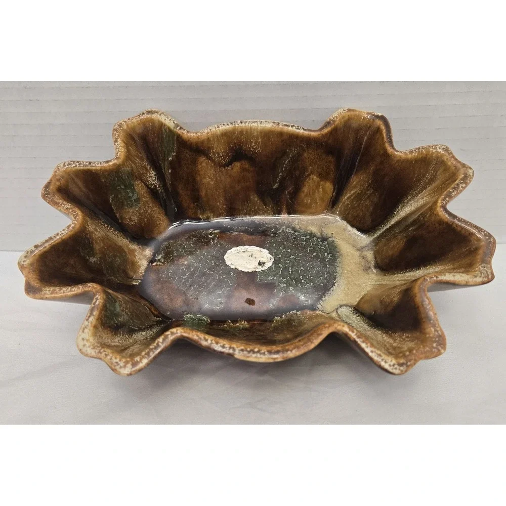 Vintage Dryden Pottery Footed Fluted Dish - Hot Springs AR - 8