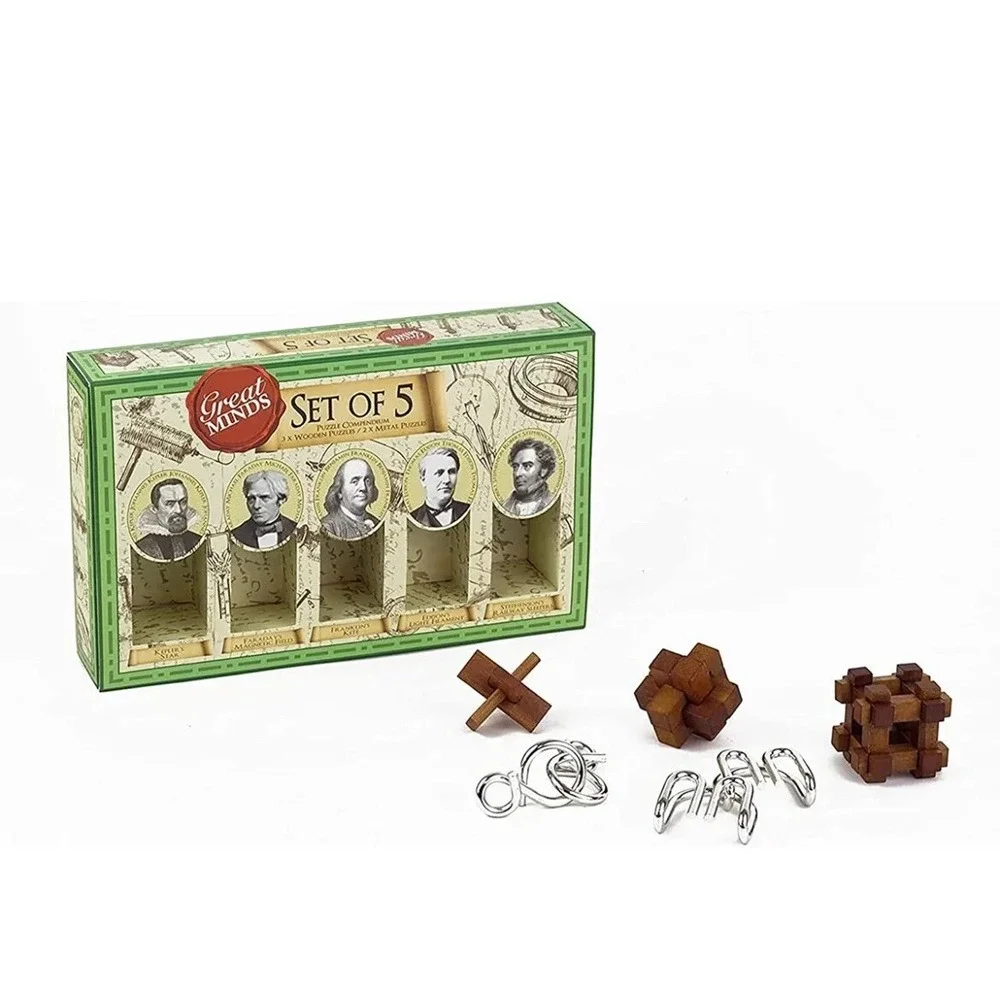 Great Minds Set of 5 3D Puzzles Professor Puzzle Brain Teaser New‎