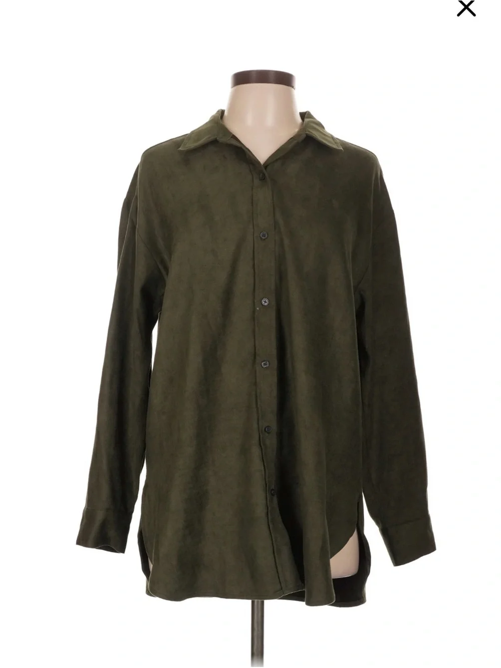 Banana Republic Olive Green Suede-Look Button Front Shirt