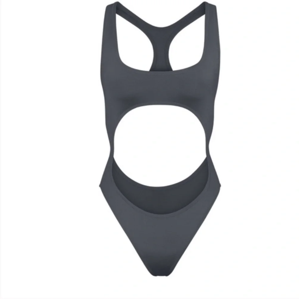 Skims swim cutout monokini in color gunmetal size XL swimsuit beach boat