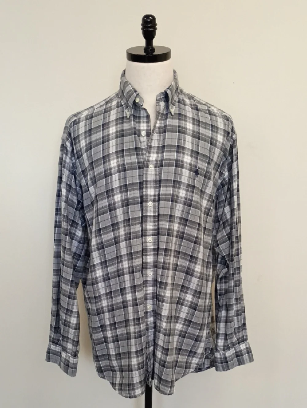 Polo Ralph Lauren Black White Plaid Button Down Shirt Size Large