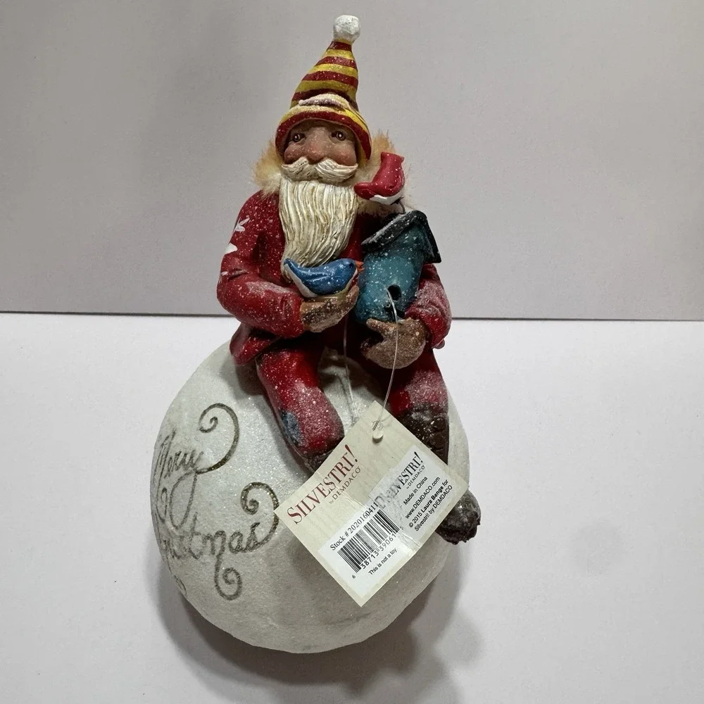 DEMDACO Patchwork Christmas Laura Benge Jolly Santa Old World Figurine 2015 Gift