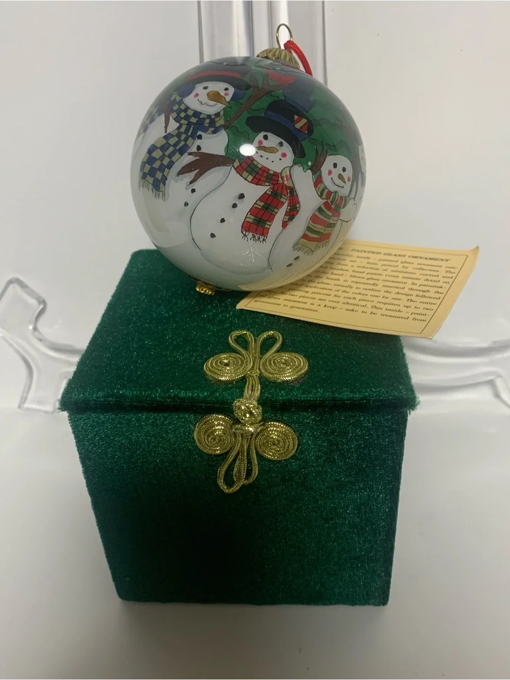 Li Bien Snowman Family Hand Painted Glass Ornament
