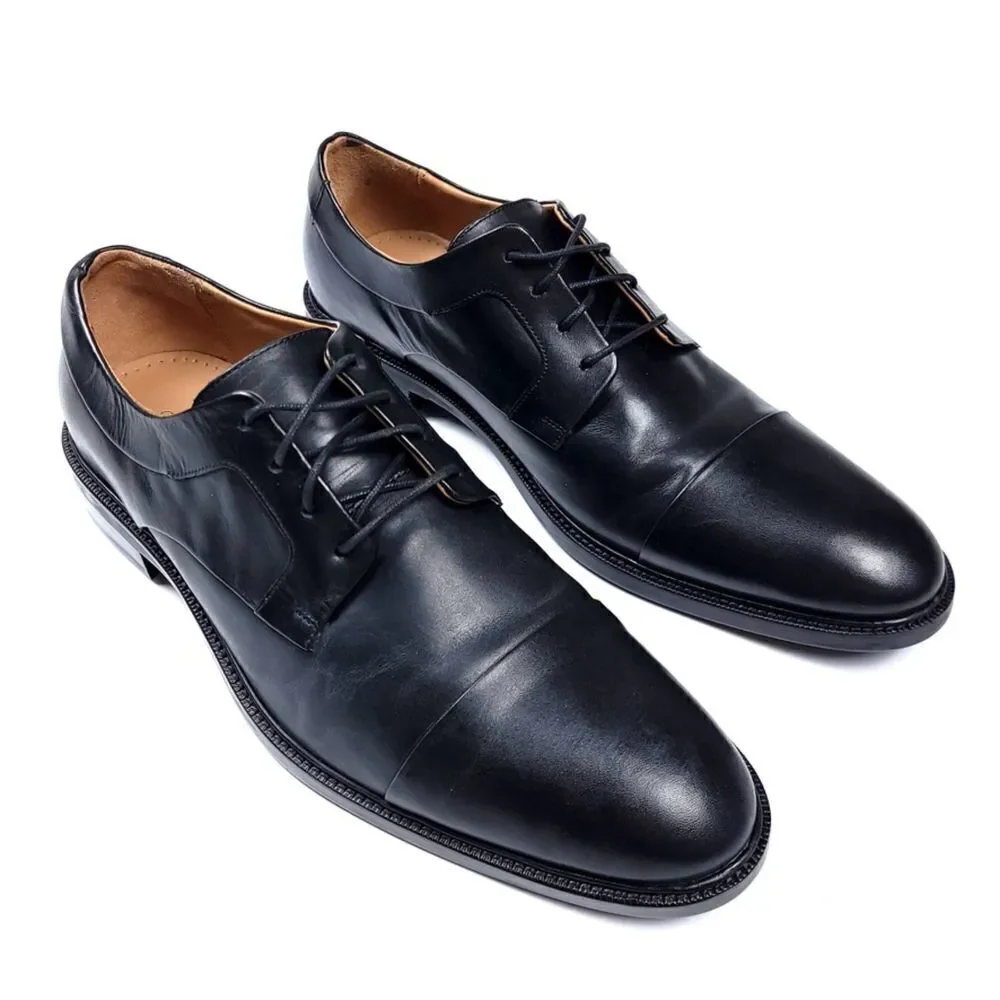 NEW Cole Haan Warren Classy Black Calfskin Leather Cap Toe Oxford Dress Shoes