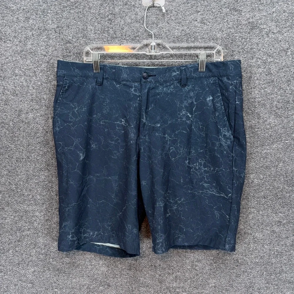 Adidas Golf Shorts Men 36 Navy Blue Marble Print Ultimate365 Performance Stretch