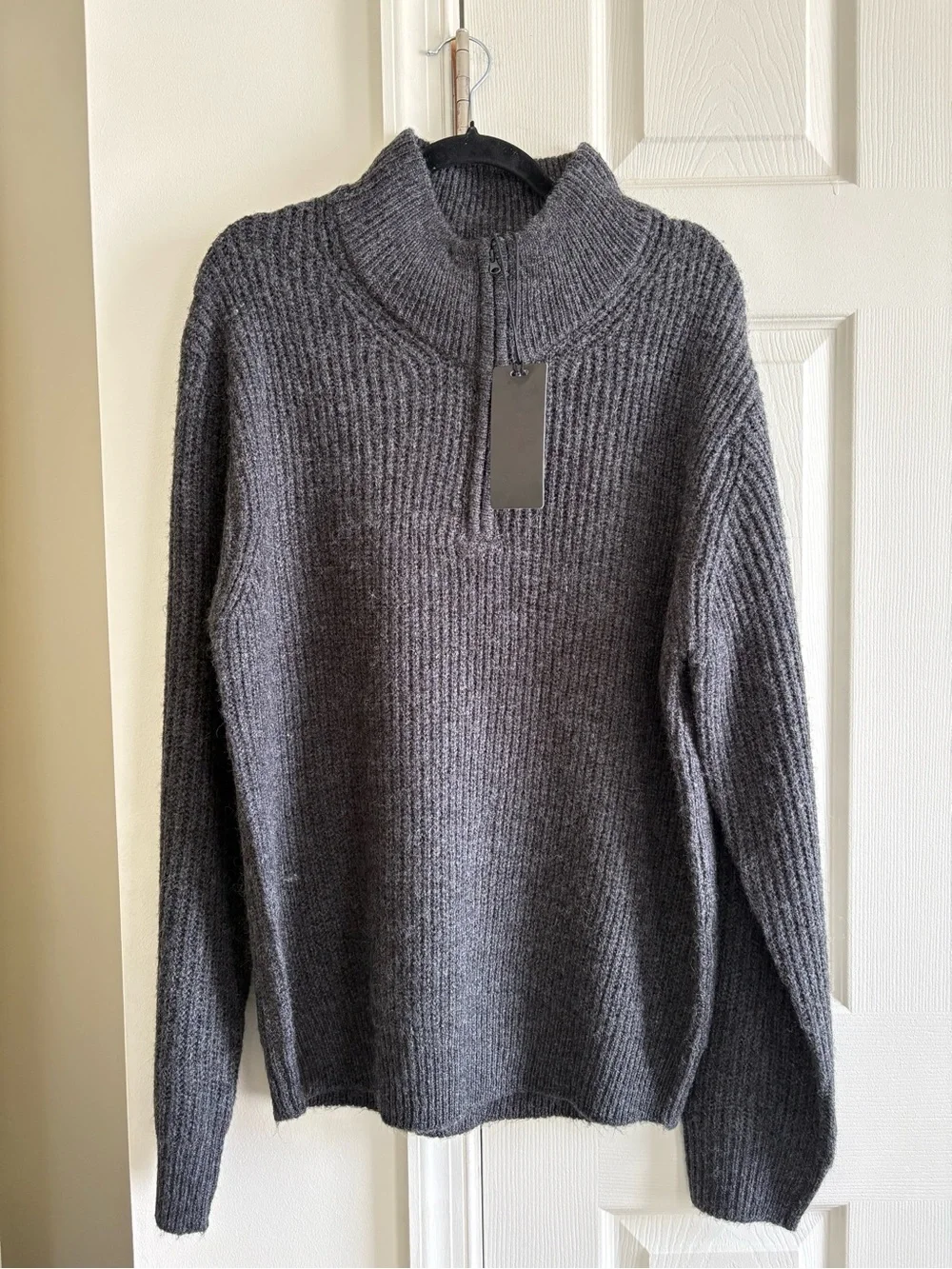 Silver Jeans Co. Men's Mock Neck 1/4 Zip Solid Knit Sweater Heather Black Size M