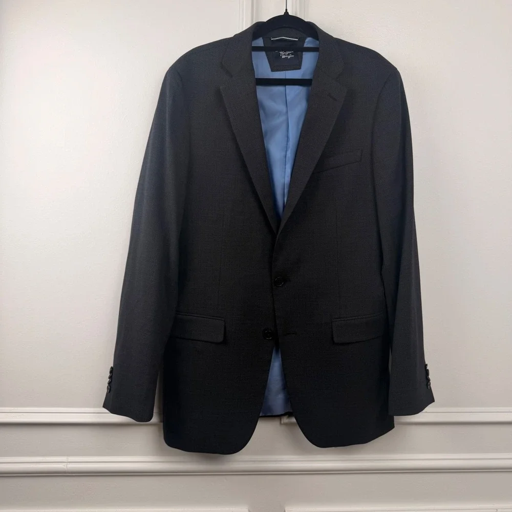 Original Penguin Osmanj Mens 40L Blazer Wool Blend Sport Coat Charcoal Grey