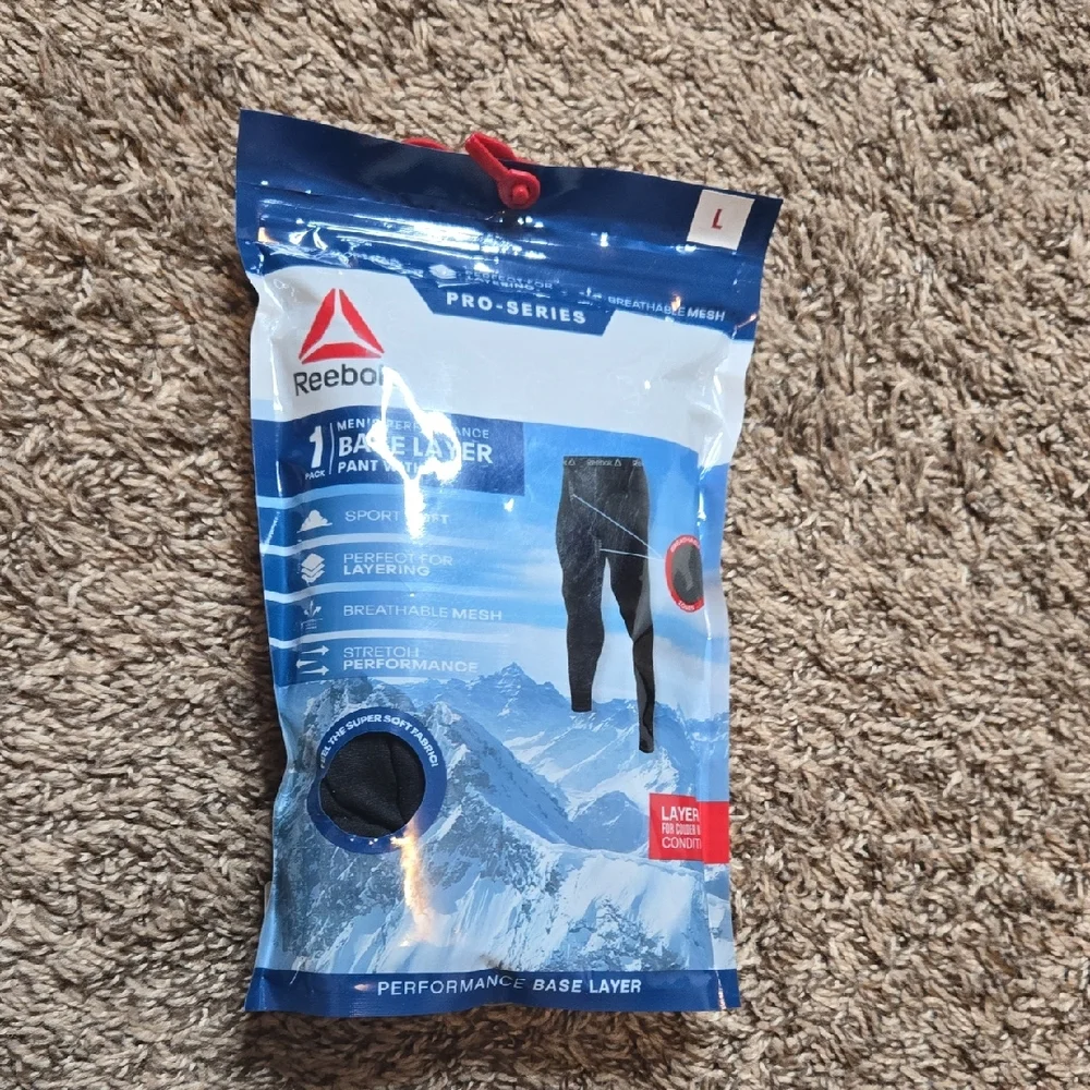 Reebok Performance Base Layer Large Pants with Fly Pro Series Sport Soft Stretch