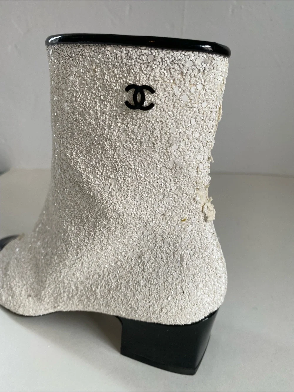 CHANEL sequined white