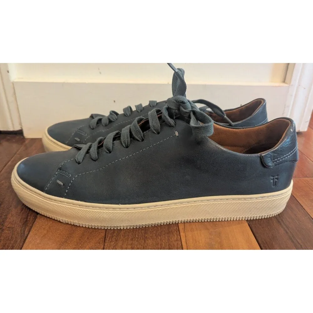 Frye Men's Astor Low Lace Leather Sneaker Sea pine Mens 9
