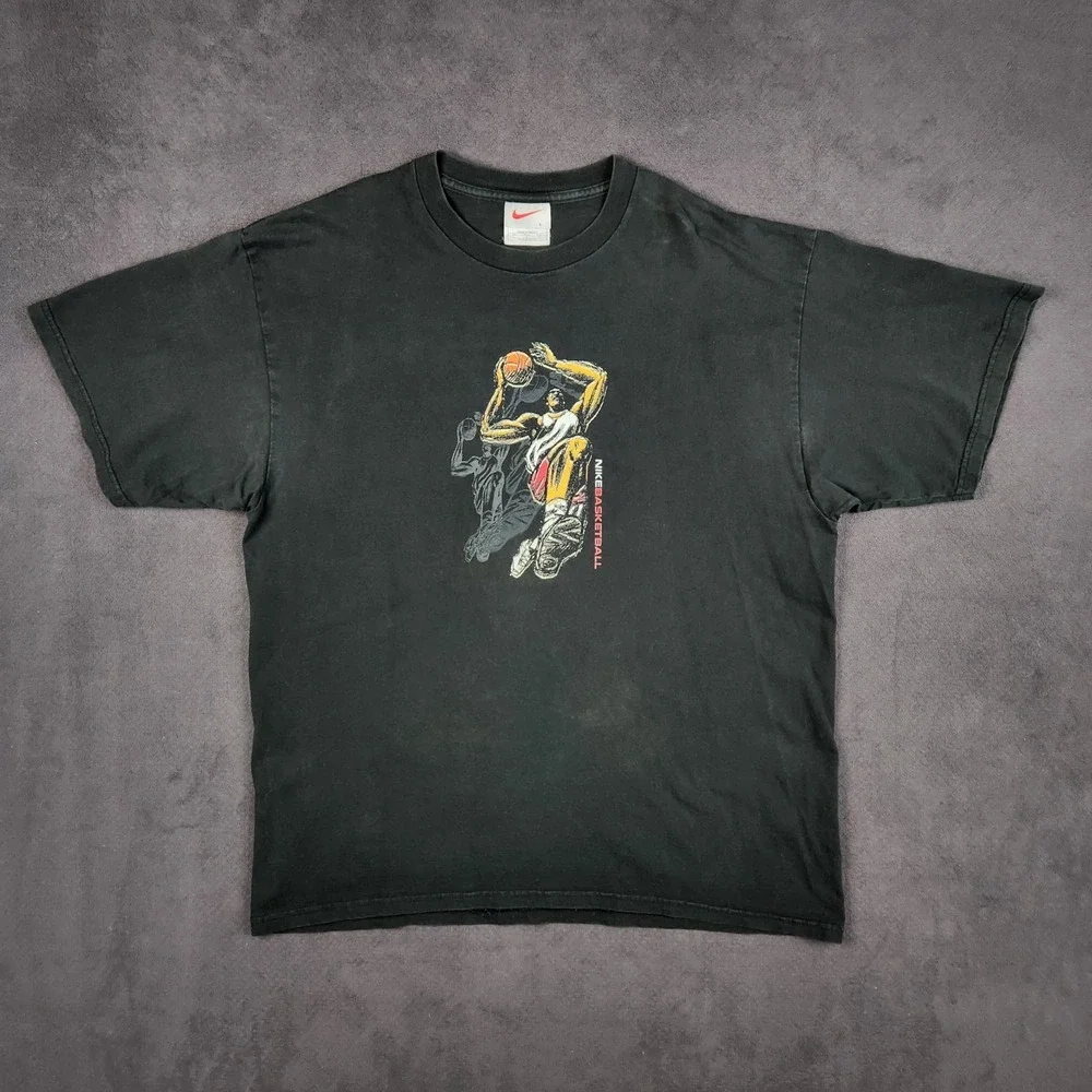 Vintage‎ 90s Nike Basketball Shirt Mens Large Black Graphic Dunk Short Sleeve