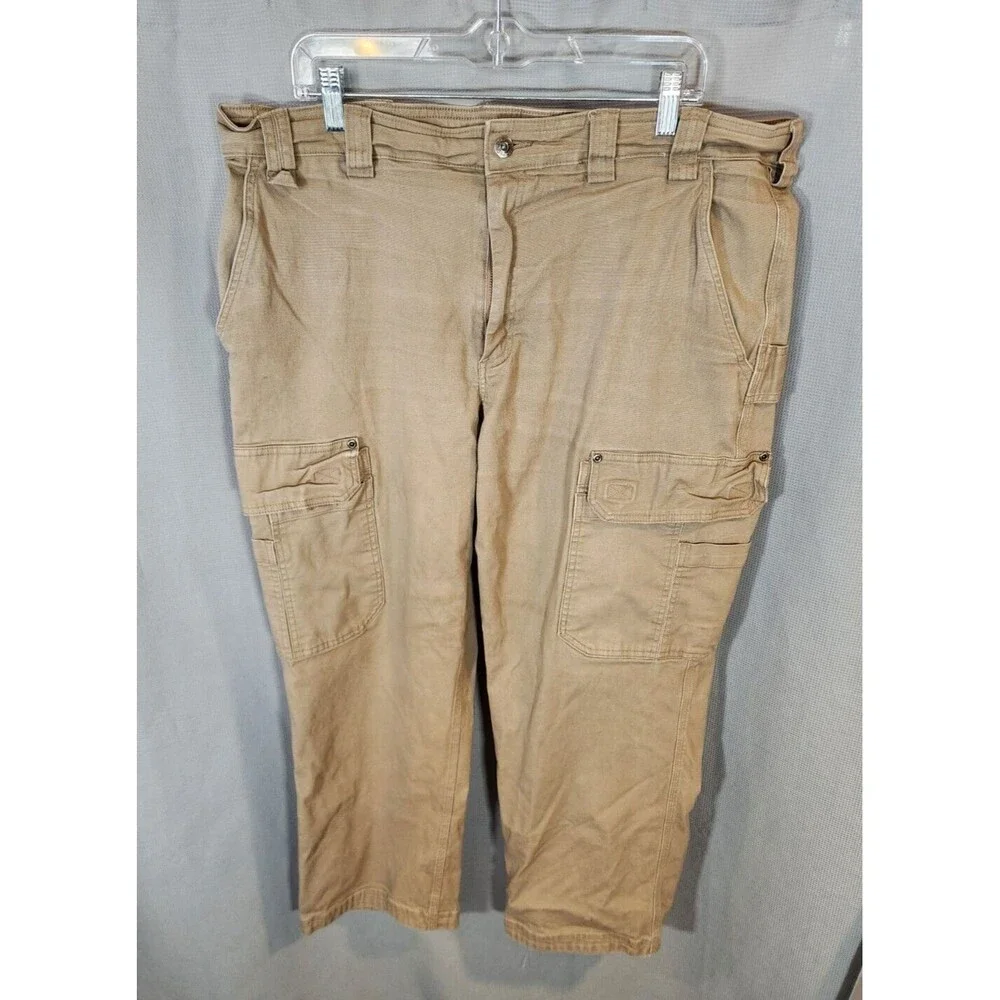 Duluth Trading Flex Fire‎ Hose Mens Cargo Work Pants 41x30 Desert Khaki Relaxed