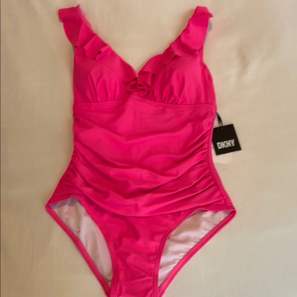 DKNY Vibrant Pink One-Piece Swimsuit