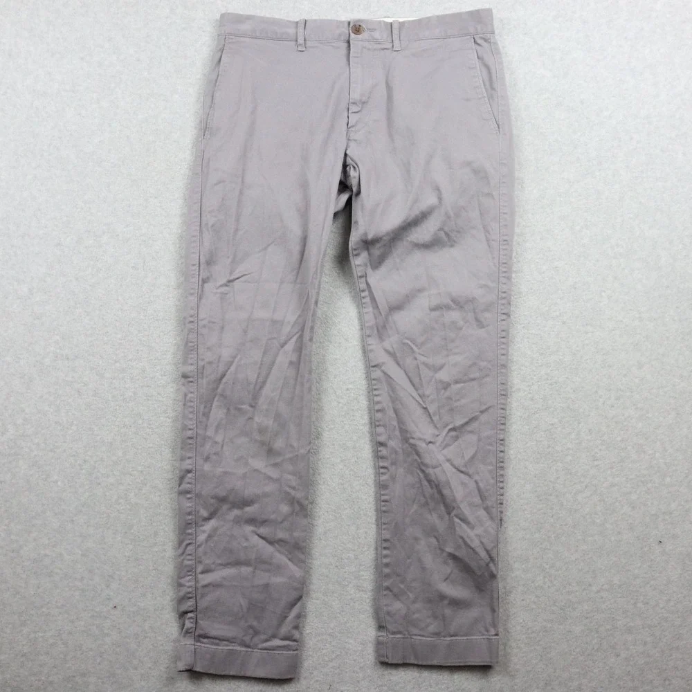 J Crew Pants Mens 32x30 Flex Slim Chino Business Casual Stretch Flat Front Gray‎
