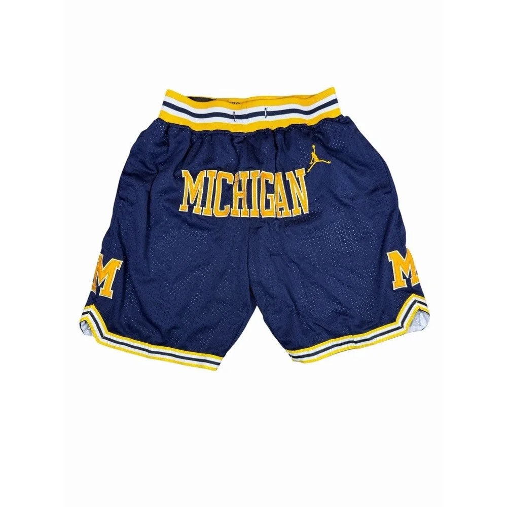 Just Don Michigan Wolverines Shorts Mens M Blue NCAA Jordan Mesh Basketball USA