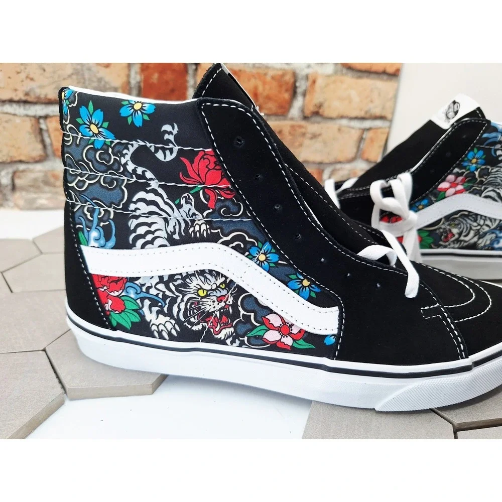 Vans Sk8 Hi Tiger Floral Men Sz 10 Skateboarding Casual Sneakers Rare Tattoo