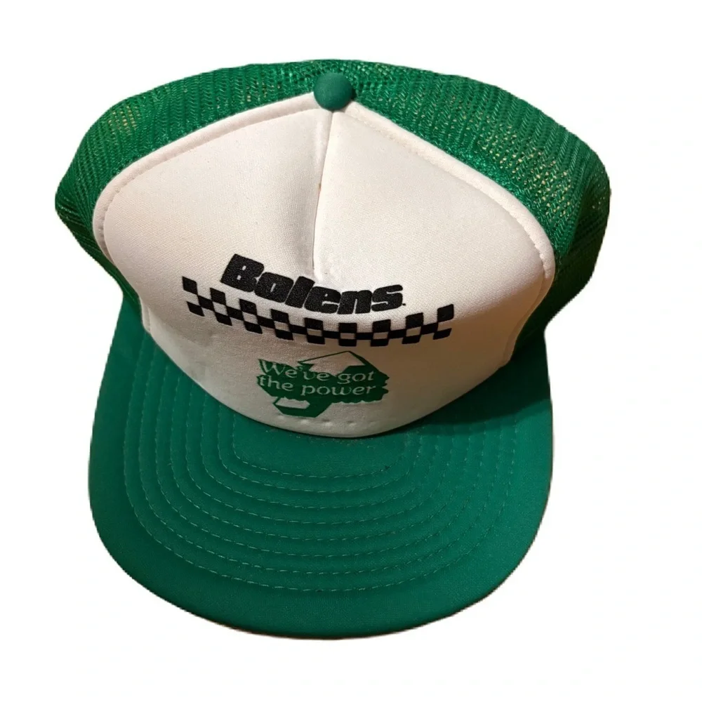 Vintage Bolens Mesh Snap Back Trucker Hat  Checkered Green 90s