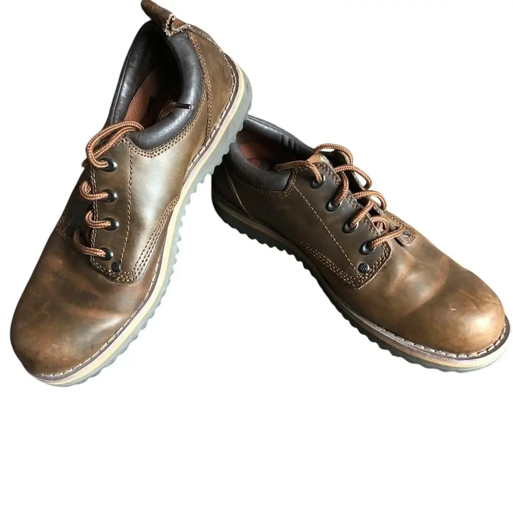 SKECHERS Brown Leather Oxfords MEMORY FOAM Shoes 9