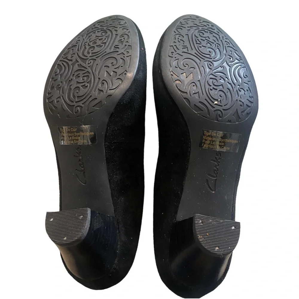 Clarks black suede