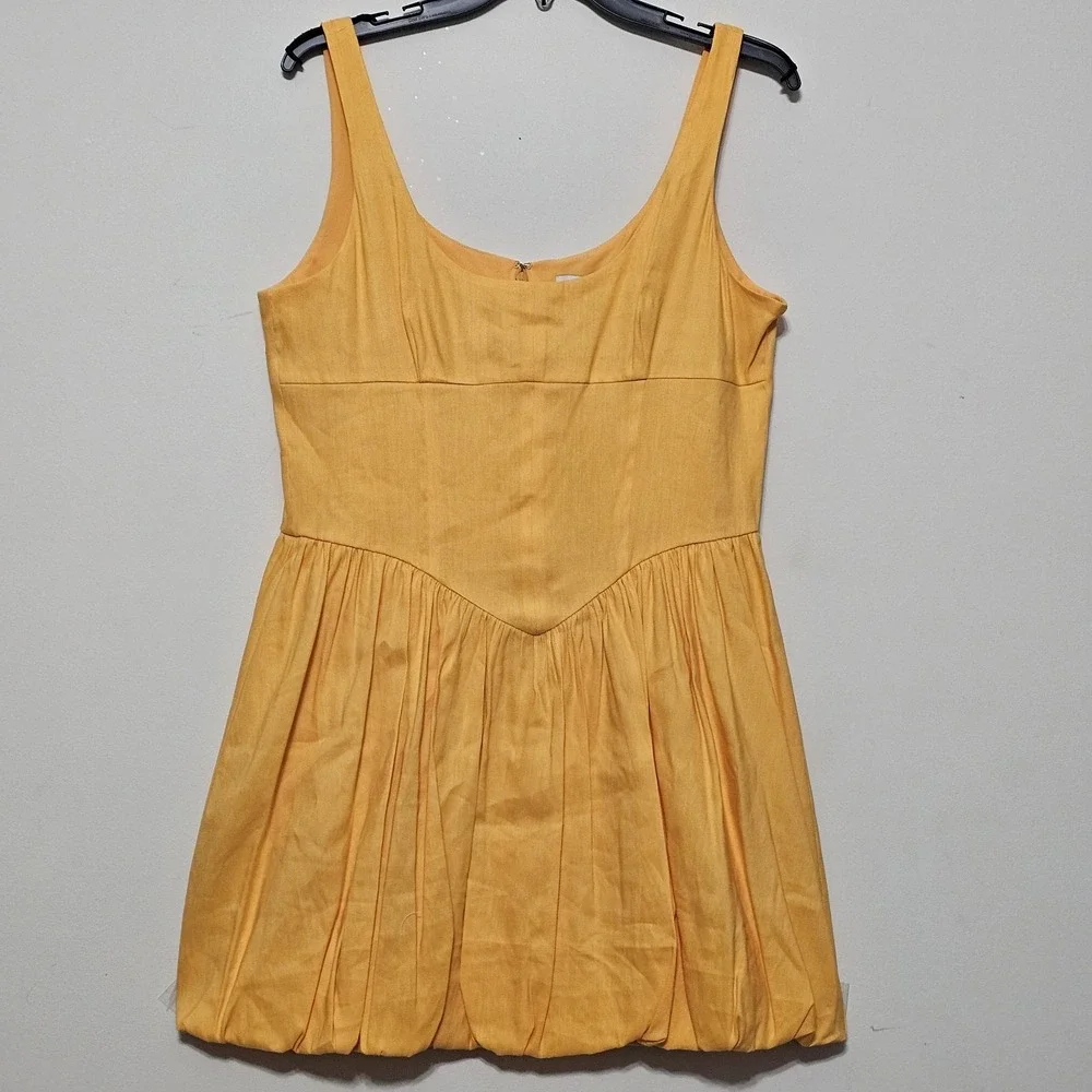 Gianni Bini Dress‎ Size 4 Yellow Linen Blend Mini Shift Sleeveless Lined 226-422