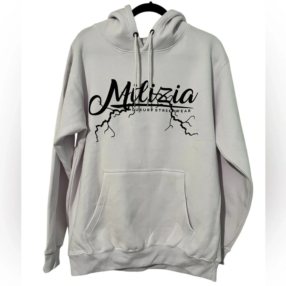 Zuni sportswear Milizia luxury streetwear against all odds hoodie white‎ Large