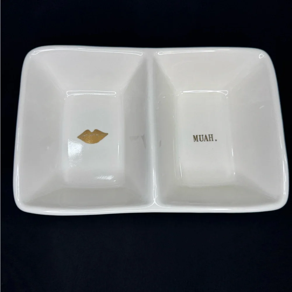 Rae Dunn White Ceramic Divided Dish