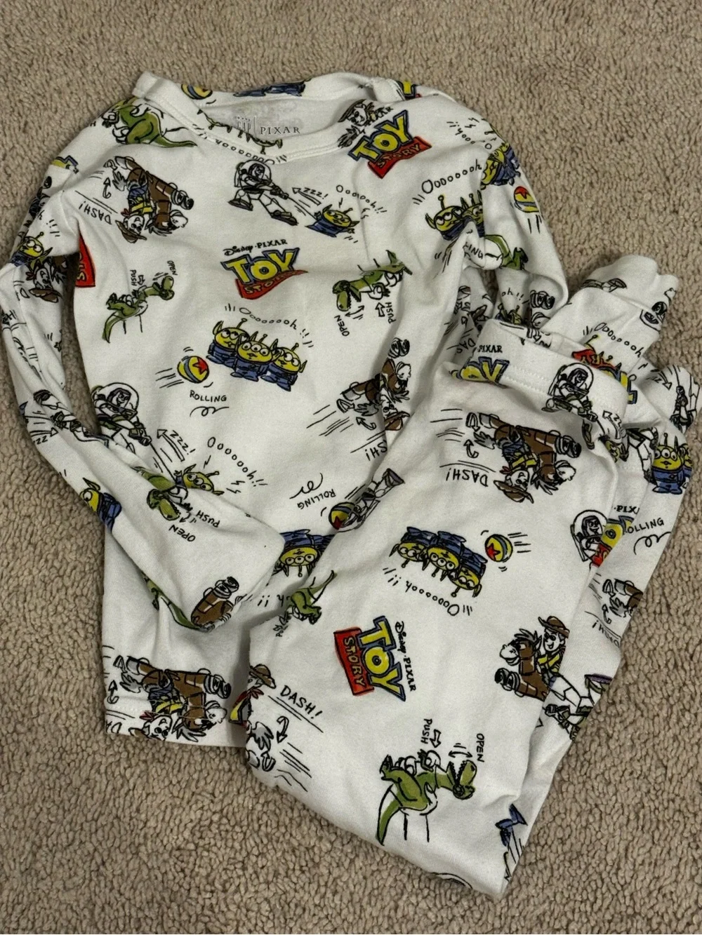 GAP White Toy Story Kids Pajama Set with Colorful Character Prints