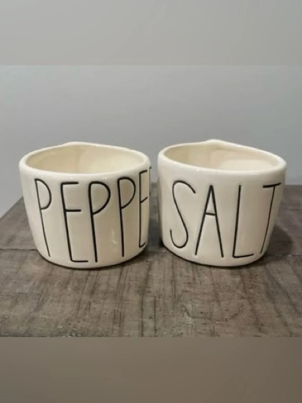 Rae Dunn OG Salt & Pepper Cellars. Original Tall Black Lettering