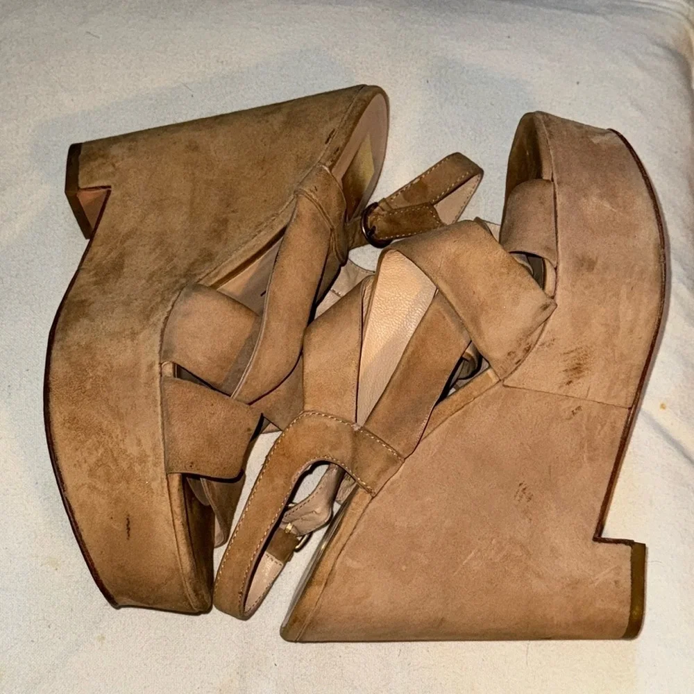 Dolce Vita camel tan suede platform heels straps sling‎ back Sz 9
