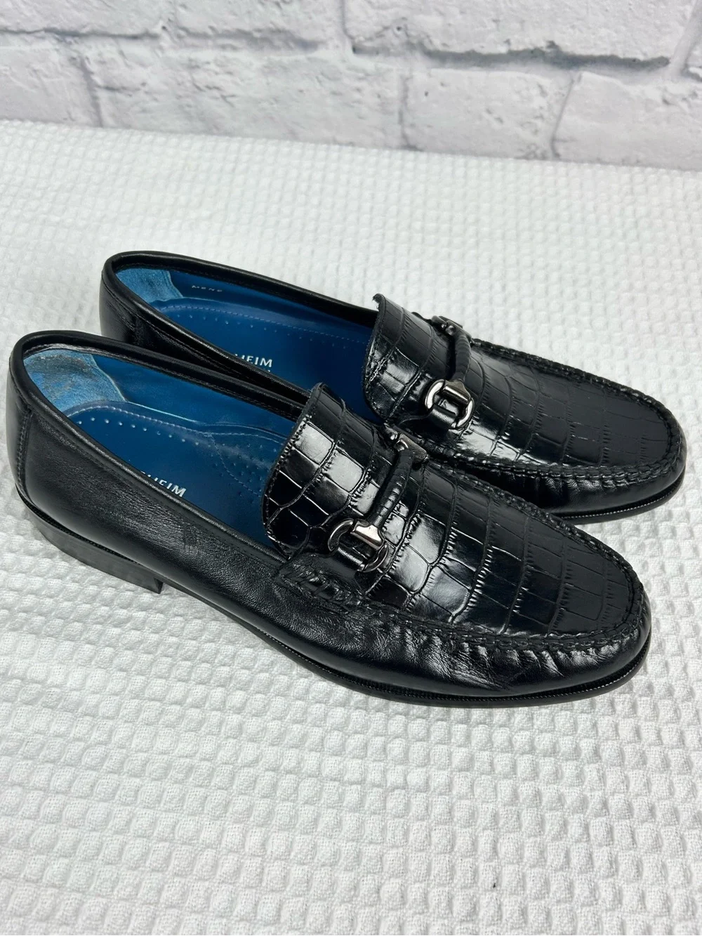 Florsheim Imperial Black Croc Embossed Horsebit Loafers Men’s 9 D Leather