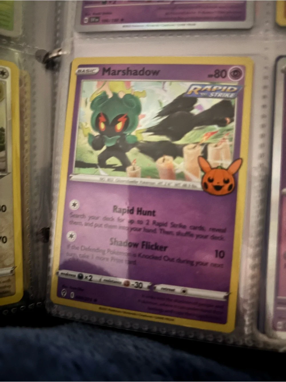 Pokemon Marshadow Trading Card Purple Yellow