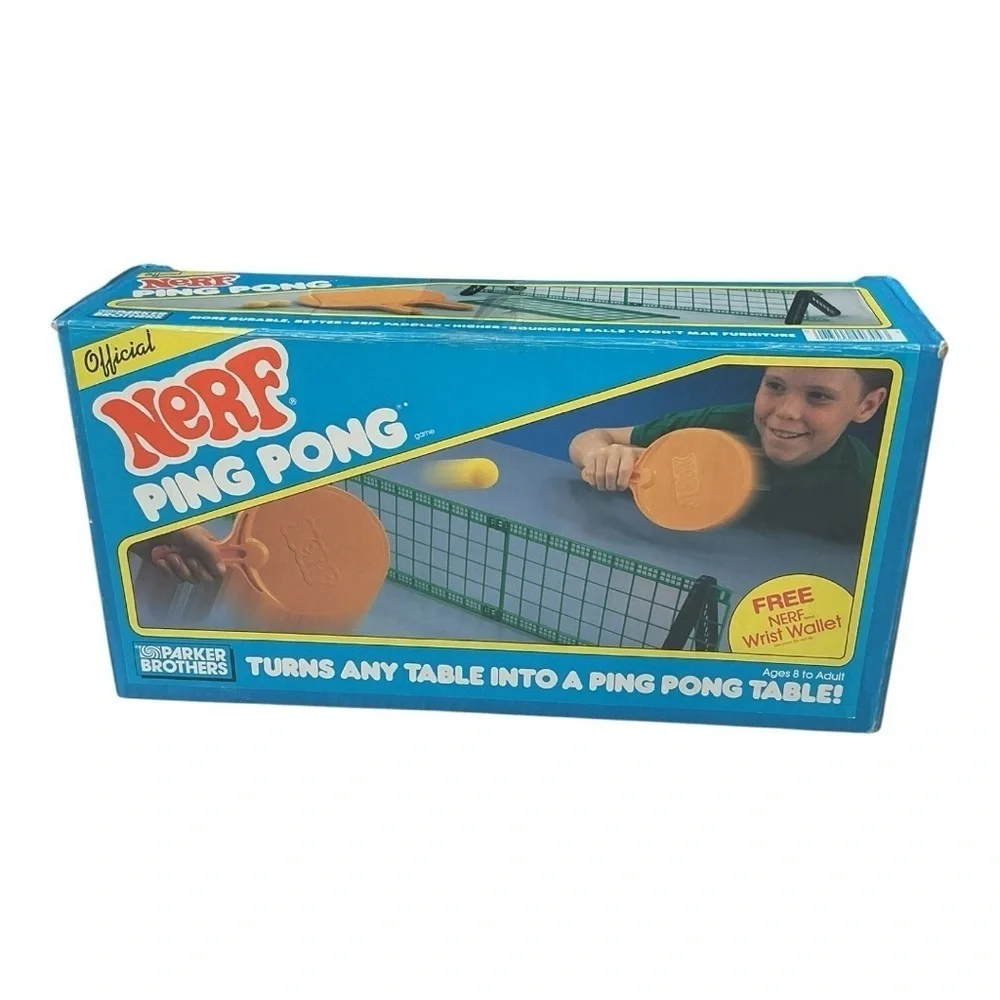 Vintage Nerf Ping Pong Set – Parker Brothers – Turns Any Table Into Ping Pong –