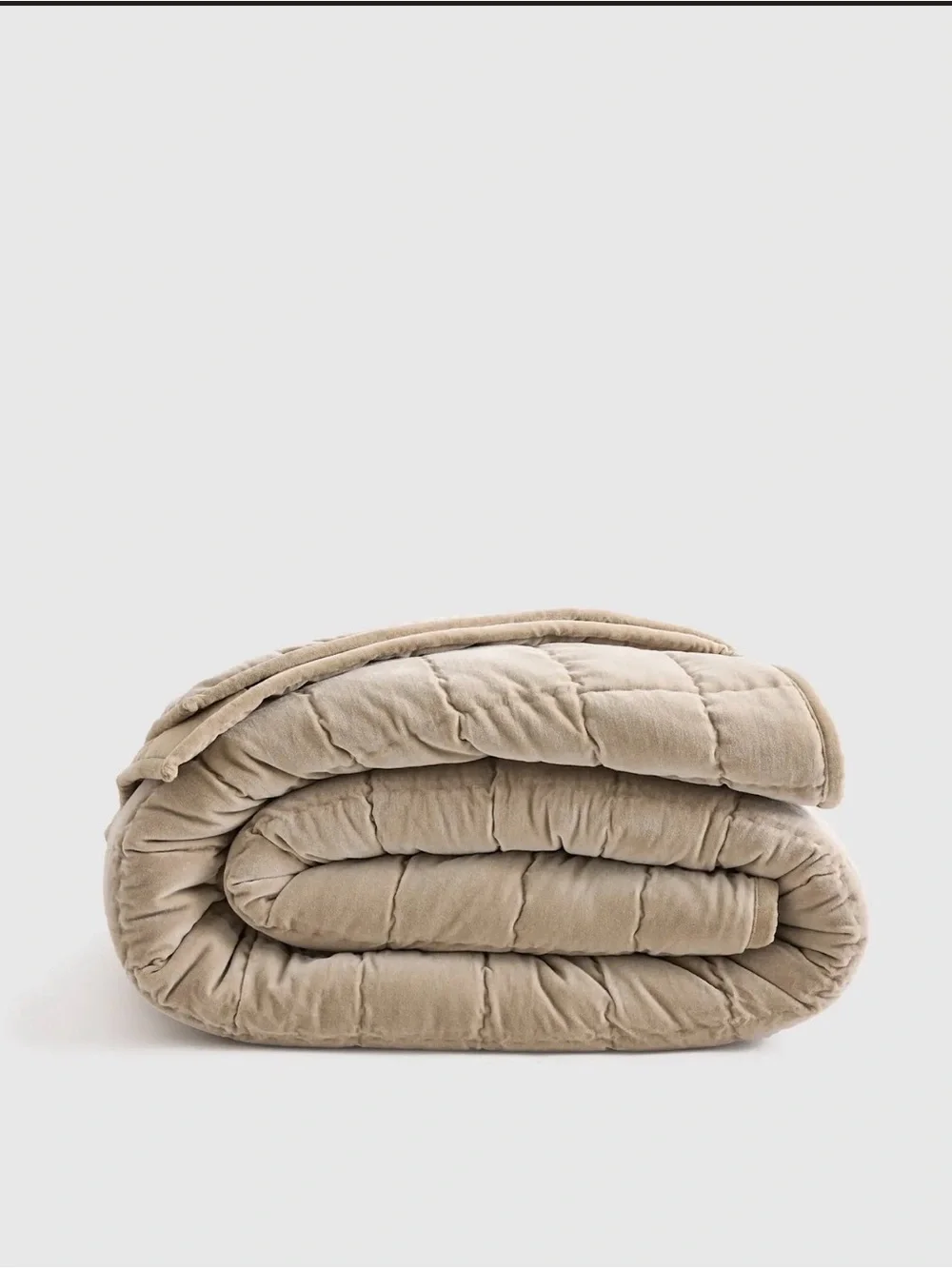 Quince Cotton Velvet Box Quilt in Taupe King