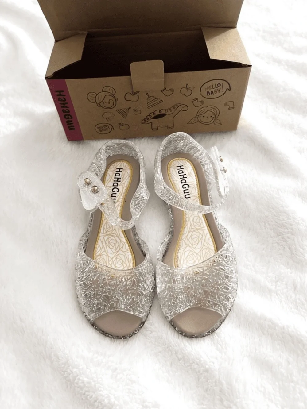Kids Silver Glitter Sandals