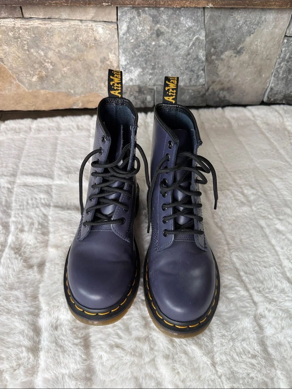Kids size 4 Dr Martens purple Leather 8-Eye Lace-Up Kids Boots NWT