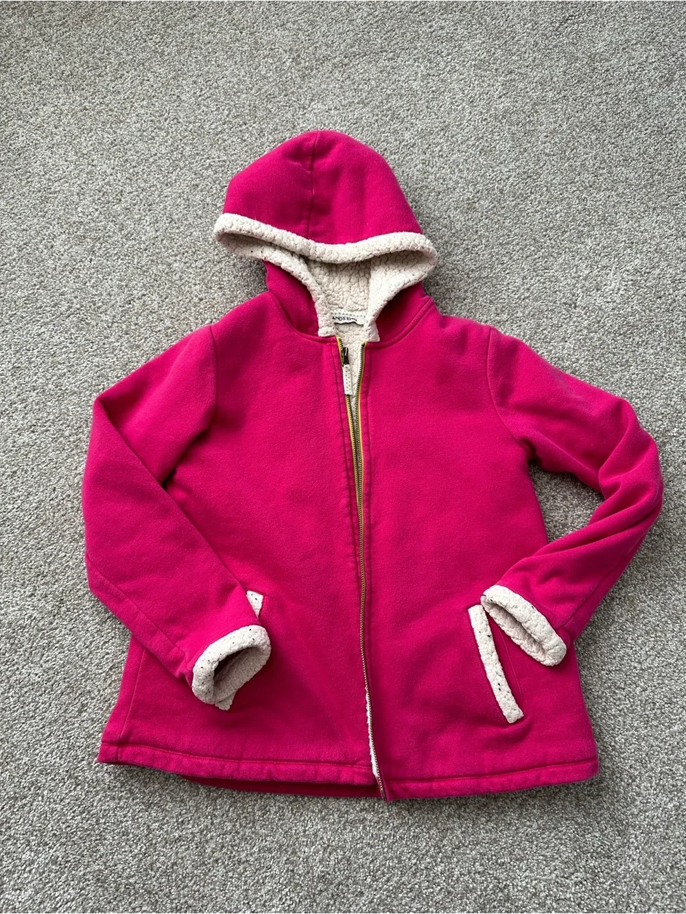 Lands' End Girls' Bright Fuchsia Sherpa-Lined Hooded Zip Jacket