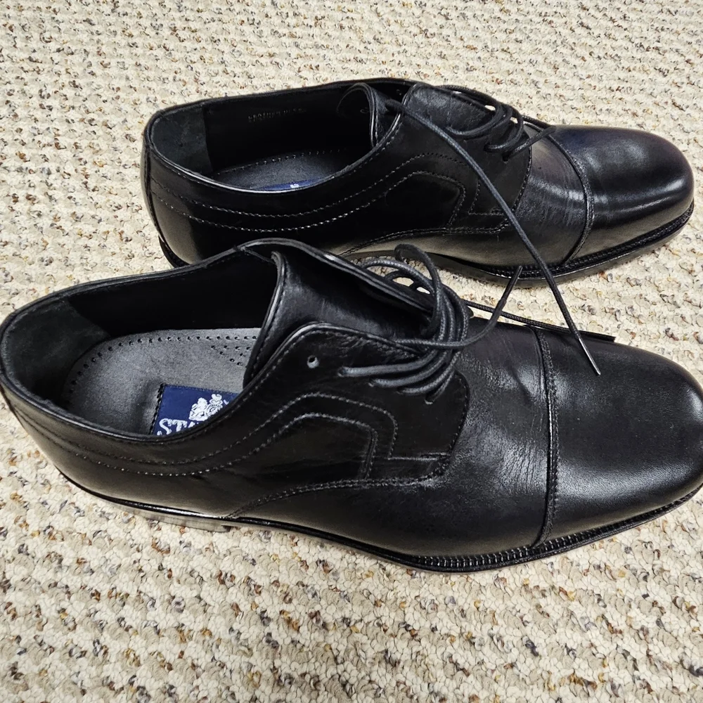 Stafford Men's Cap Toe Oxford Black Leather Lace Up Dress‎ Shoes Size 8.5 M