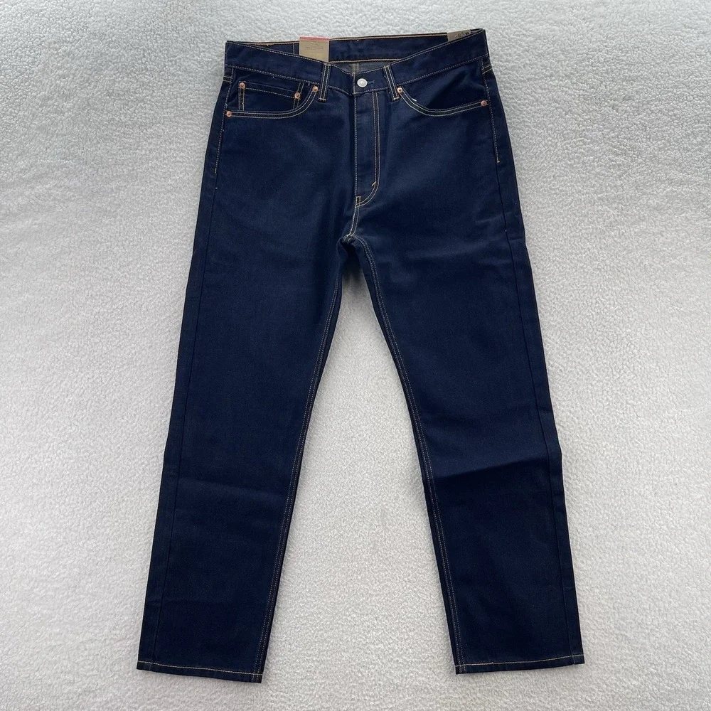 Levis  505 Jeans Mens 36x32 Blue Regular Straight Dark Wash Denim Cowboy NEW