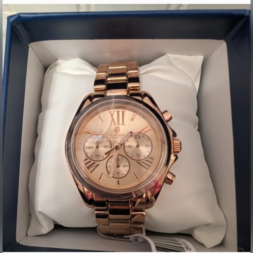 NIB Montres Prestige Rose Gold Men's Watch