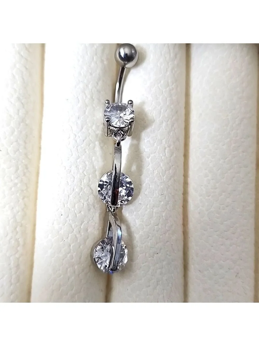 Belly BUTTON RING STAINLESS STEEL  14G  Dangle Gem