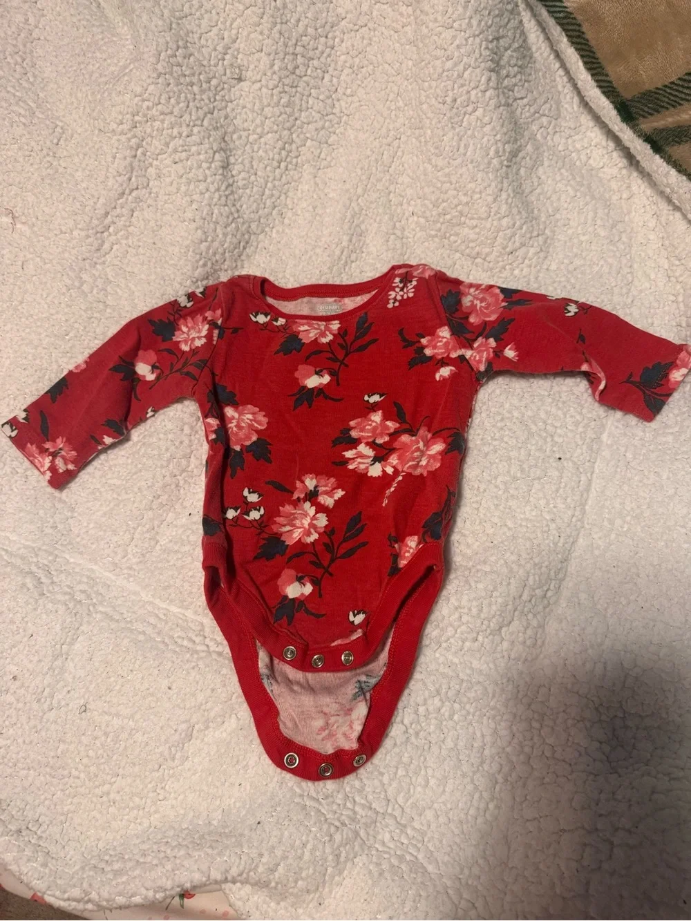 Old Navy Red Floral Long-Sleeve Bodysuit