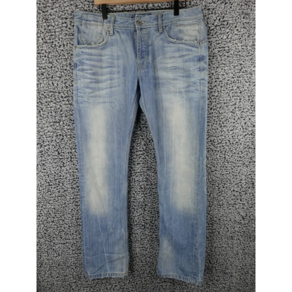 Bershka BSK Distressed‎ Light Wash Denim Jeans Men's 34x30 Slim Straight Fit