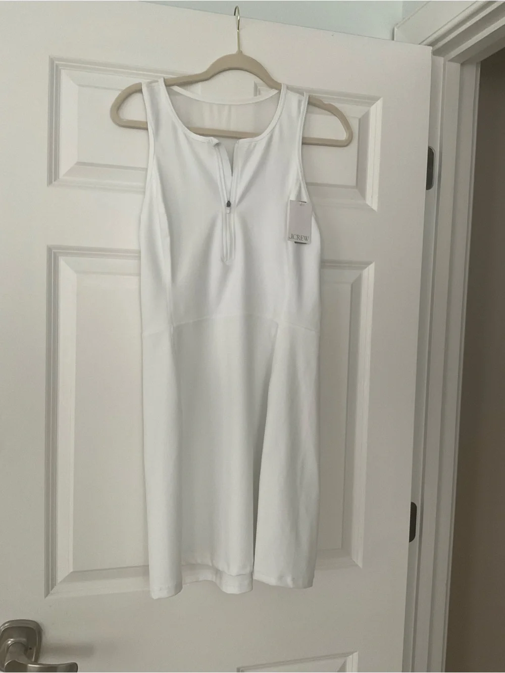 J. Crew White Sleeveless Zip-Front Mini Dress Active Wear Sports Dress