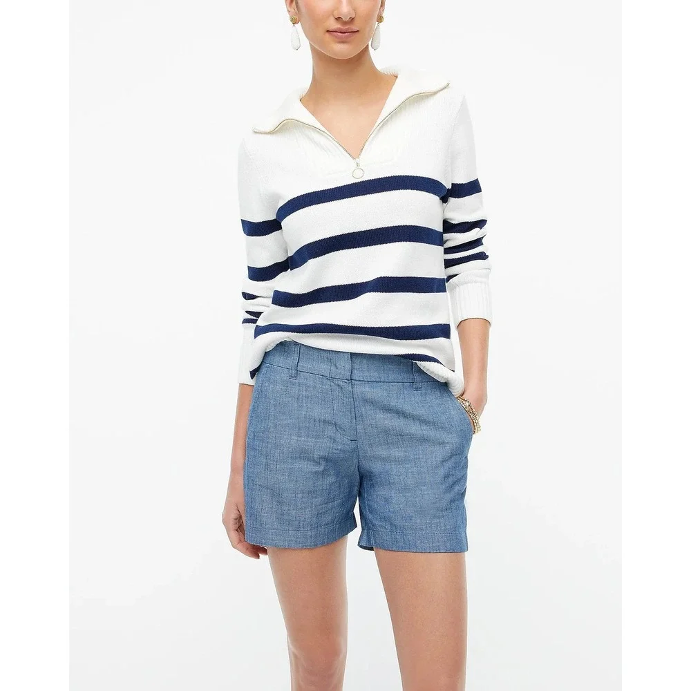 J. Crew Womens 5 Inch Classic Chambray Shorts Blue Cotton AY431 Size 6