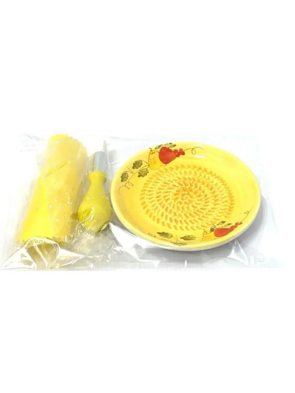 Ceramic Garlic Grater Plate Set Garlic Ginger Nutmeg Parmesan With Peeler &Brush