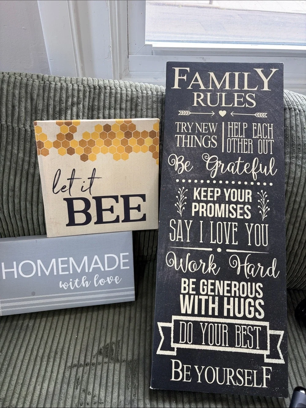 Family Rules Wall Art Sign in Black
