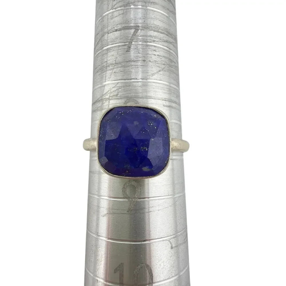 Sterling Silver Royal Blue Lapis Lazuli Cabochon Ring Size 8.5