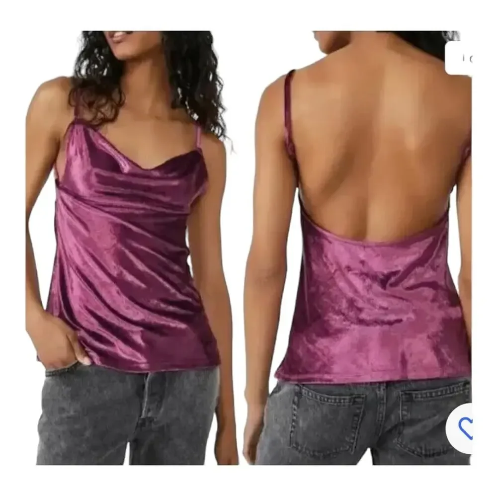 * NWT ~ Free People ~ All Night Velvet Tunic Camisole in Fig Jam Sz M~